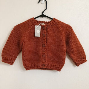 NWT The Blueberry Hill Burnt Orange Rust Colored Large Knit Cardigan Unisex 4/6